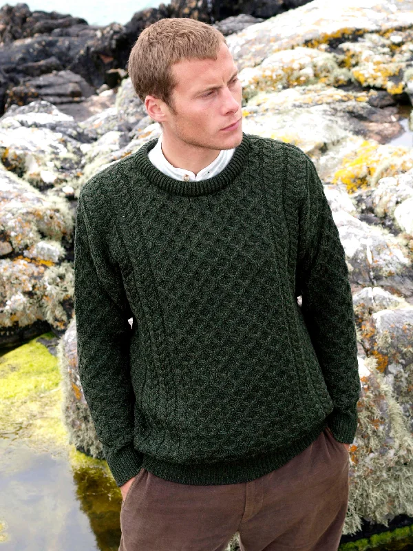 Weekend Offers That Thrill TRADITIONAL MEN'S ARAN SWEATER SUPER SOFT-GREEN