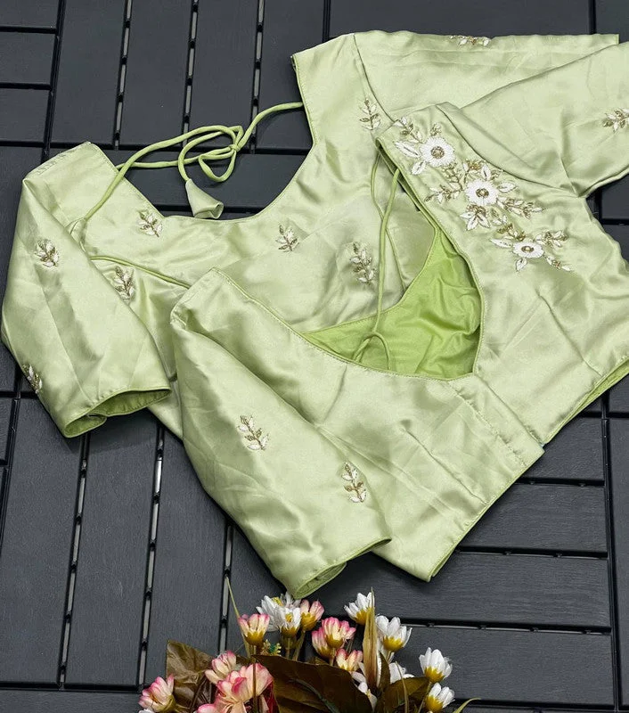 Weekend Sale: Don't Miss Out Women's Pista Colour Pure Silk Readymade Blouse