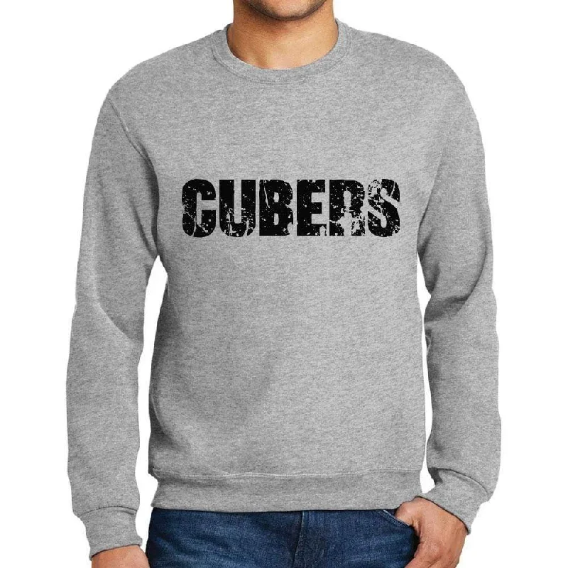 Weekend Extravaganza: Shop Now Men's Printed Graphic Sweatshirt Popular Words CUBERS Grey Marl