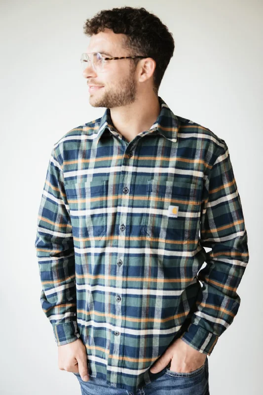 Carhartt Rugged Flex Midweight Flannel Shirt for Men in Navy | 106352-I26-NVY