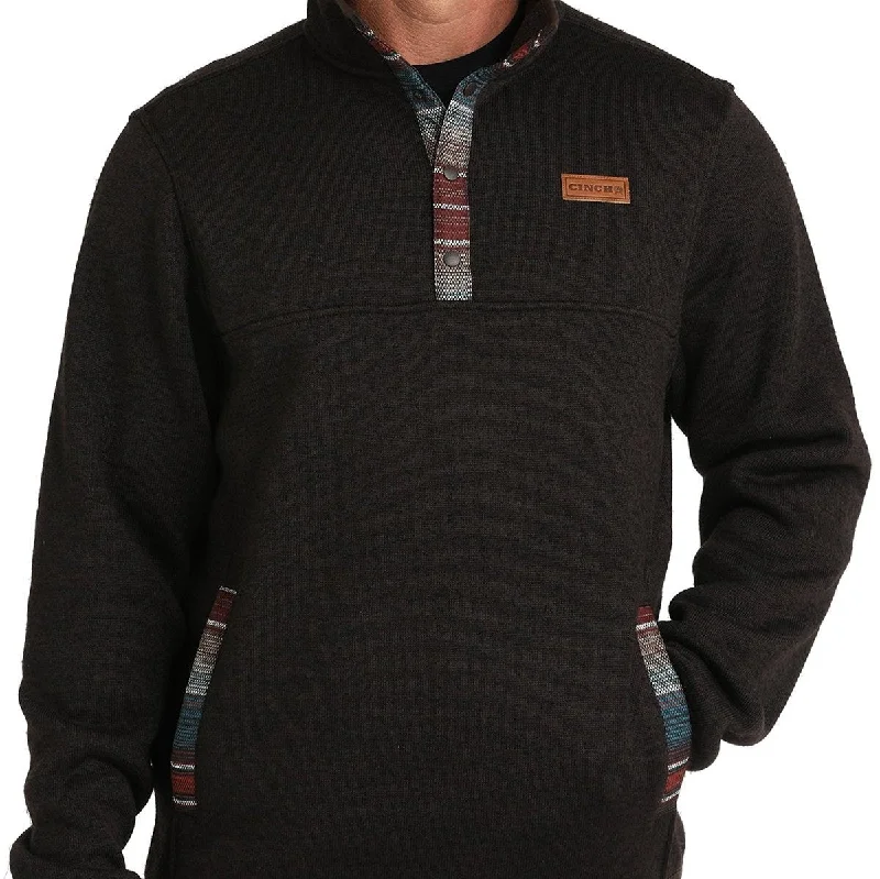 Weekend Savings Bonanza Cinch Men's Logo Quarter Snap Pullover Sweater in Brown