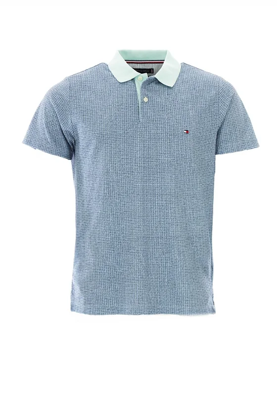 Limited Time Tommy Hilfiger Mens Micro Pint Slim Polo Shirt, Mint & Navy