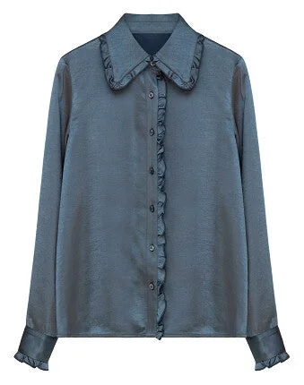 Weekend Shopping Made Better Silk Scalloped Detail Blouse