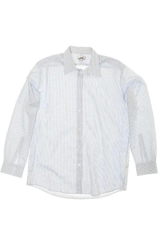 Extra Savings Hermes - Blue Plaid Dress Shirt - IT 42