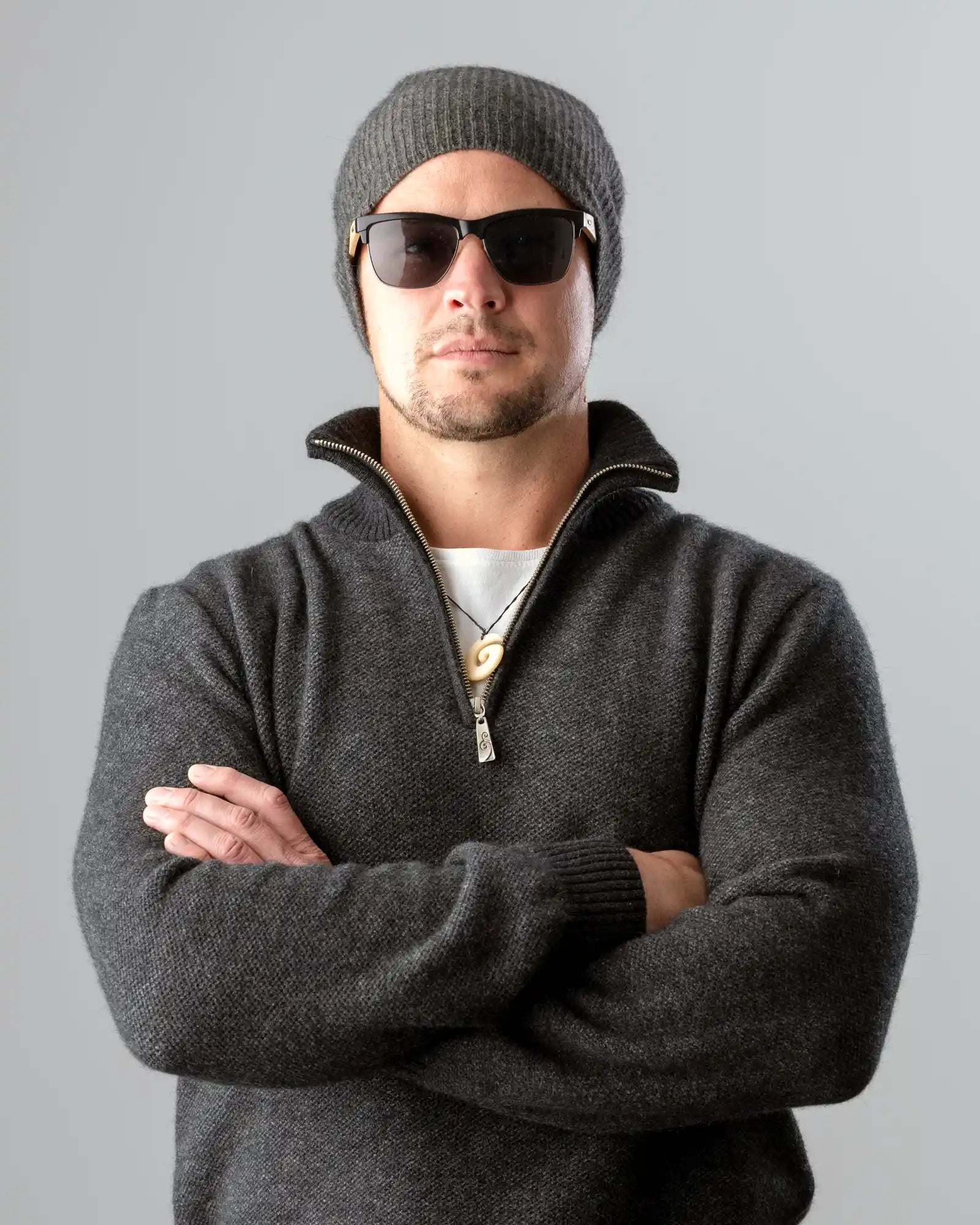 Weekend Bargains to Grab Charcoal Men's Textured Half Zip Sweater - NE338
