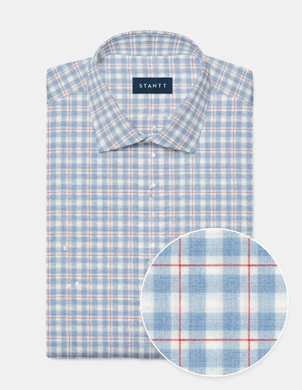 Huge Savings Light Blue And Red Windowpane