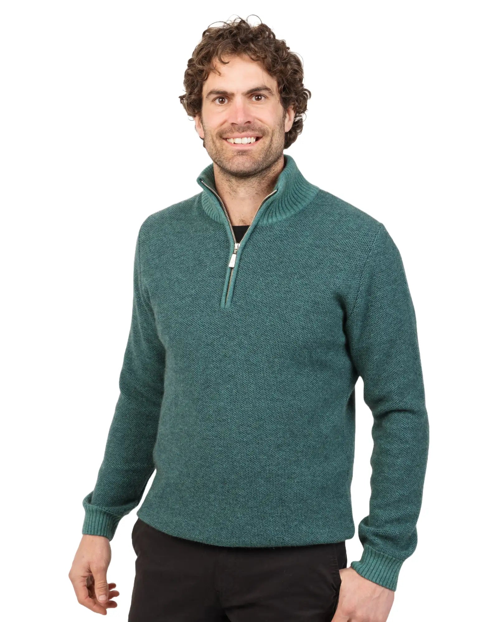 Weekend Specials to Relish Mist Men's Textured Half Zip Sweater - NE338