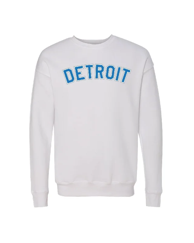 Ink Detroit - Honolulu Blue and Silver print on White Crewneck