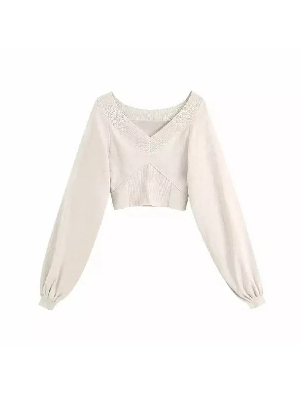 Weekend Savings Bonanza Long Sleeve V Neck Knitted Pullover