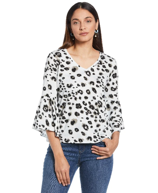 Weekend Offers That Amaze Petite Knit V-Neck Ruffle Sleeve Top