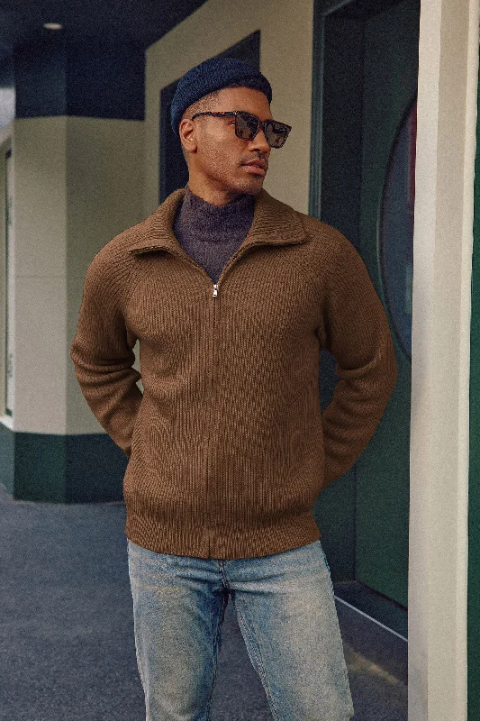 Unwind with Weekend Discounts Men's Full Zip Cardigan Sweaters Unisex Lapel Collar Raglan Long Sleeve Casual Ribbed Sweater