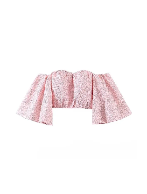 Weekend Savings Fiesta Off The Shoulder Puff Sleeve Cropped Top