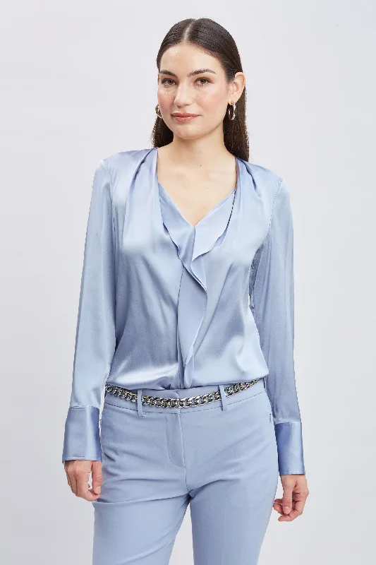 Weekend Deals That Sparkle Silk Satin Contour Ruffle Shirt