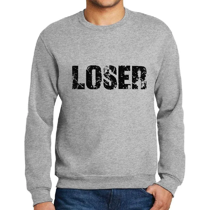 Weekend Deals That Impress Men's Printed Graphic Sweatshirt Popular Words LOSER Grey Marl