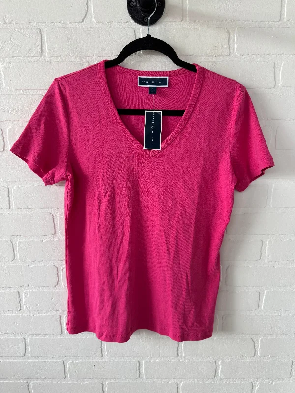 Midnight Madness Top Short Sleeve Basic By Karen Scott In Pink, Size: S