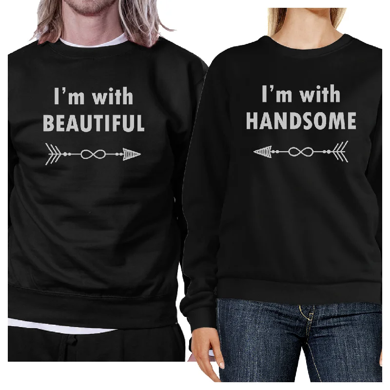 Weekend Deals That Please I'm With Beautiful And Handsome Matching Couple Black Sweatshirts