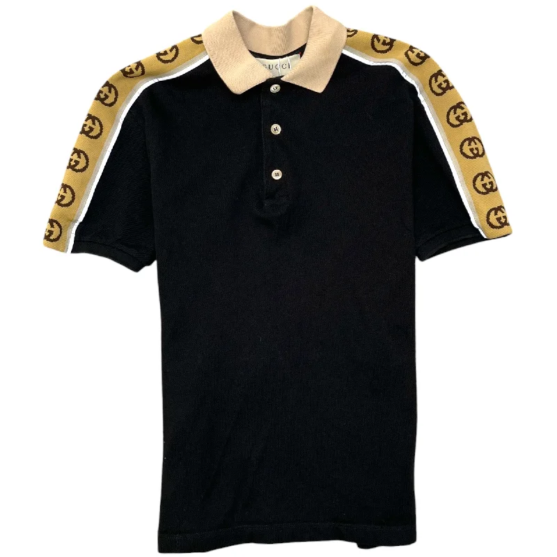 Weekend Discounts to Celebrate Men's Tape Logo Polo Shirt Black Size XS
