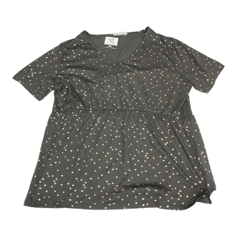 Weekend Specials to Love Top Short Sleeve By Cmc In Black & Gold, Size: 4x