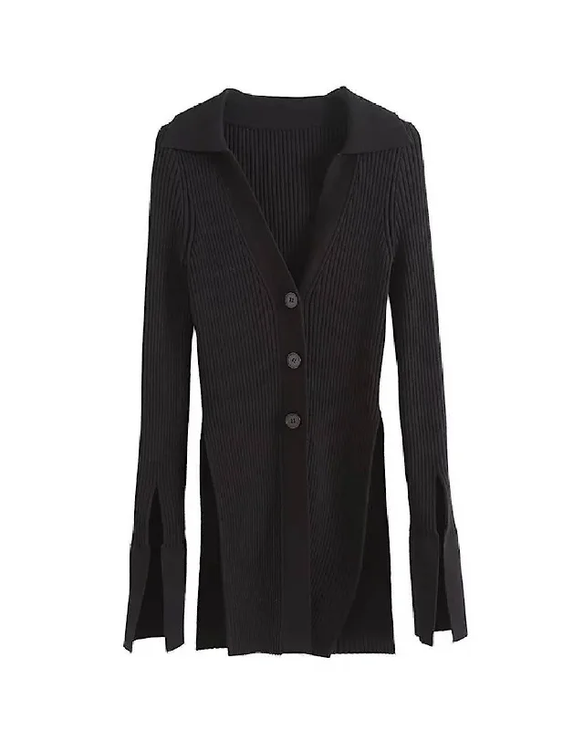 Don't Delay Ribbed Side Cut Buttoned Cardigan