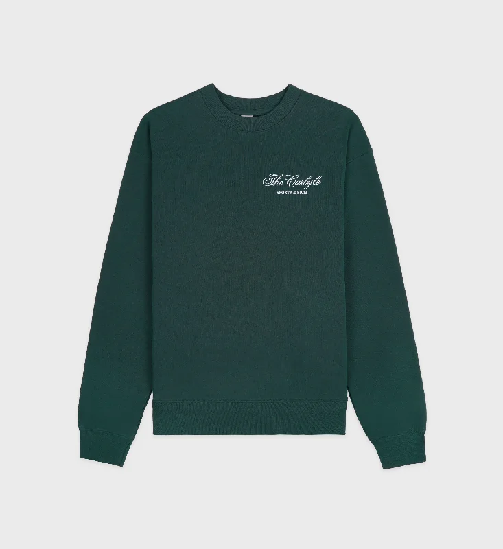 The Carlyle Script Crewneck - Forest/White