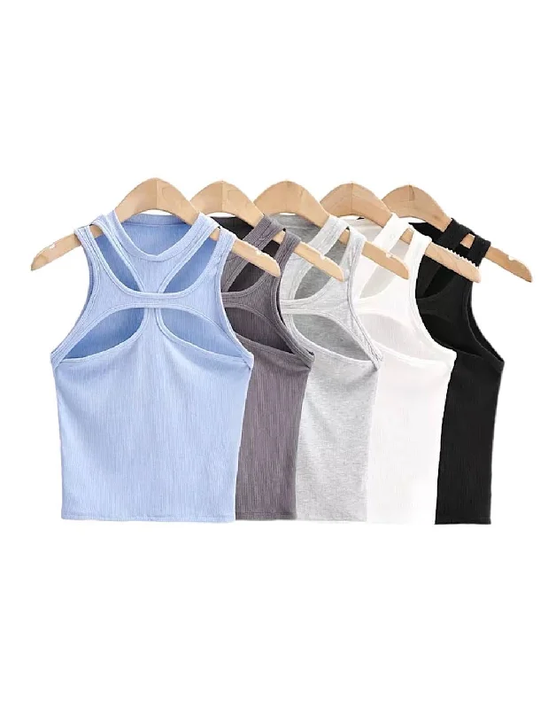 Value Deals Cutout Chest Cropped Knit Top
