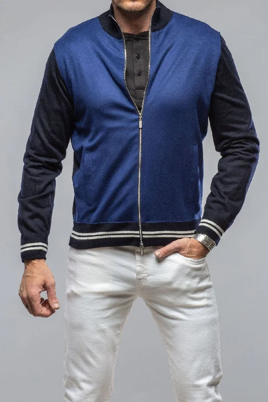 Entoto Cashmere Baseball Jacket In Navy