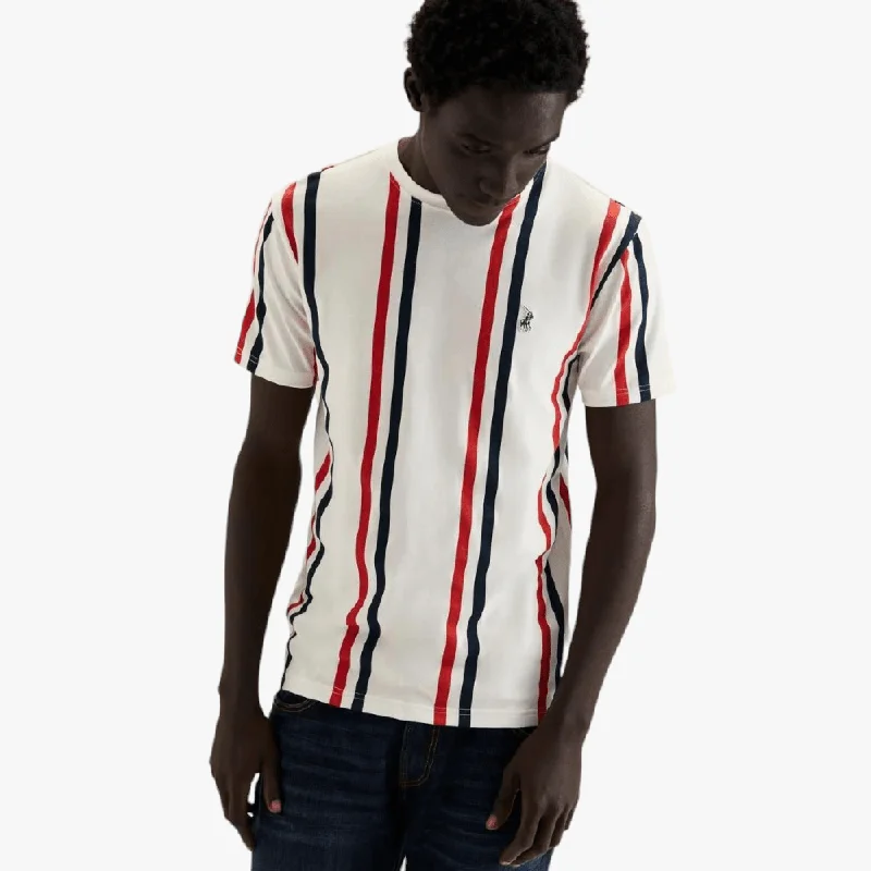 Polo Mens Sport Dan Stripe Tee Short Sleeve Tee Shirt White