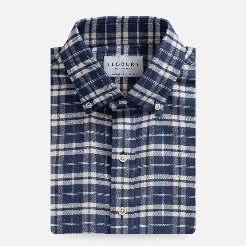 Limited Availability The Navy Hartford Stretch Plaid Casual Shirt