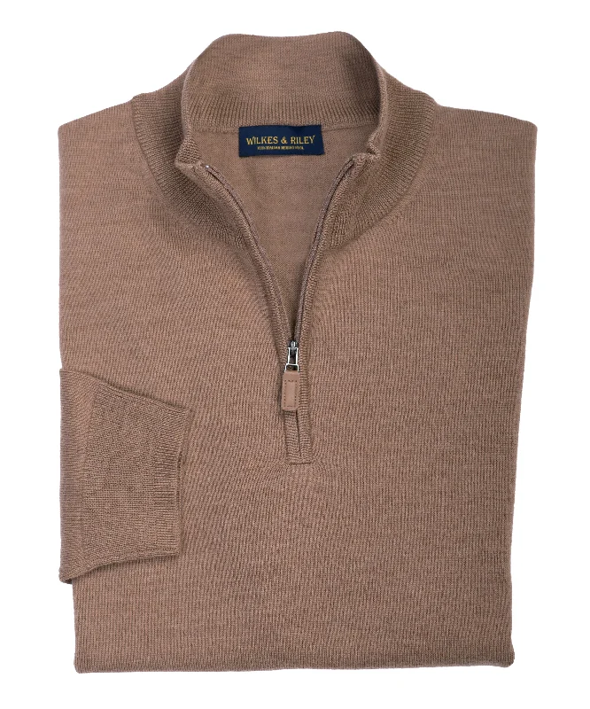 Best Bargains Ultra-fine Zegna Baruffa Half-Zip Merino Wool Sweater - Camel