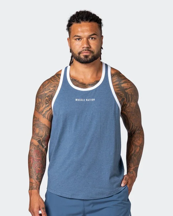 Striker Y Back Singlet - Denim Blue Marl