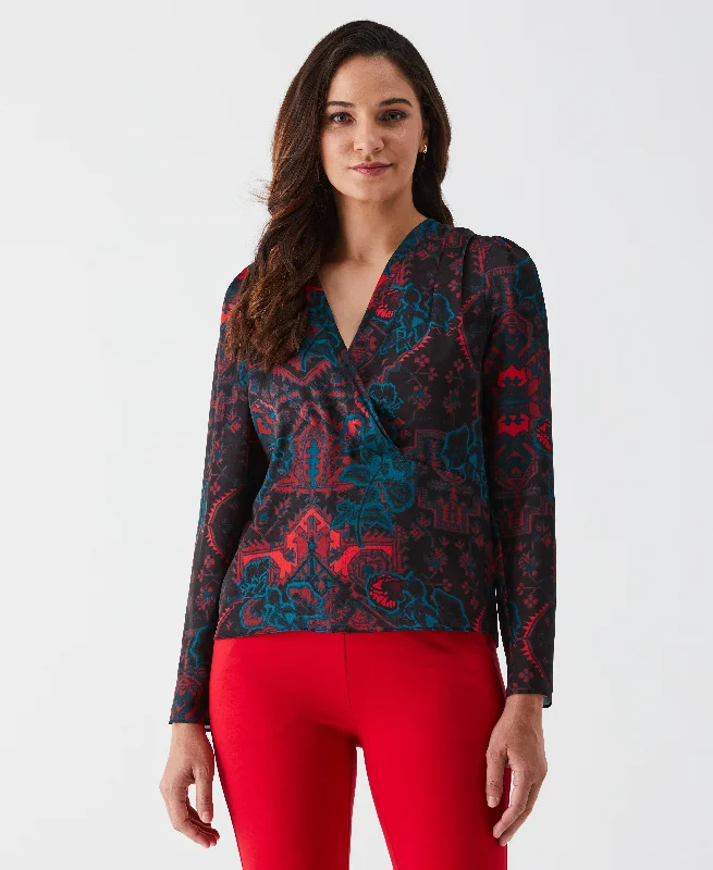Weekend Savings Fiesta Grand Tapestry Print Cross-Front Blouse