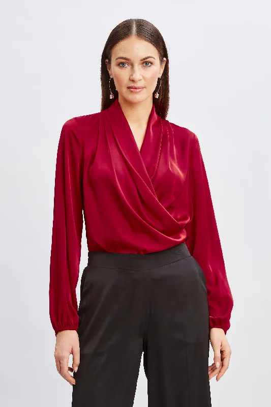 Limited Supply T-Tahari Faux Wrap Satin Top