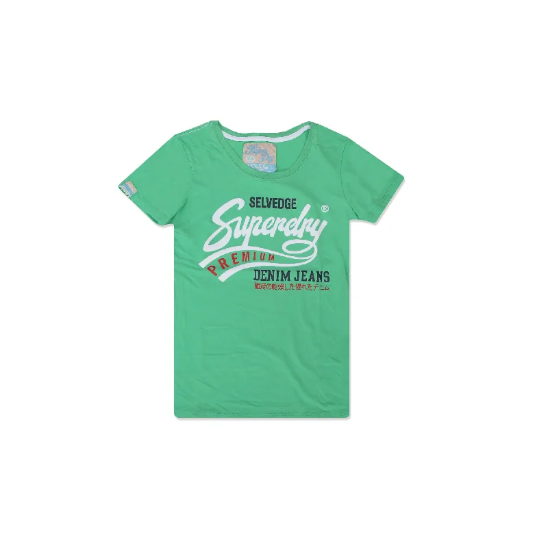 SD - Women 'Green' Vintage Logo Mock Applique T-Shirt SD11112