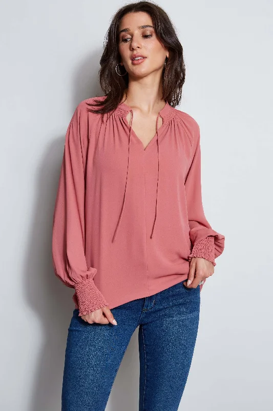 Weekend Savings Spectacular T-Tahari Split Neck Tie Shirt
