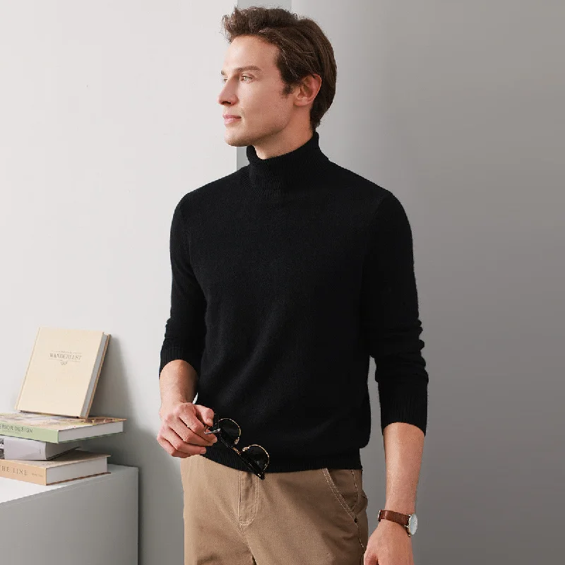 Closeout Deal 100% Cashmere Mens Ribbed Turtleneck Sweater