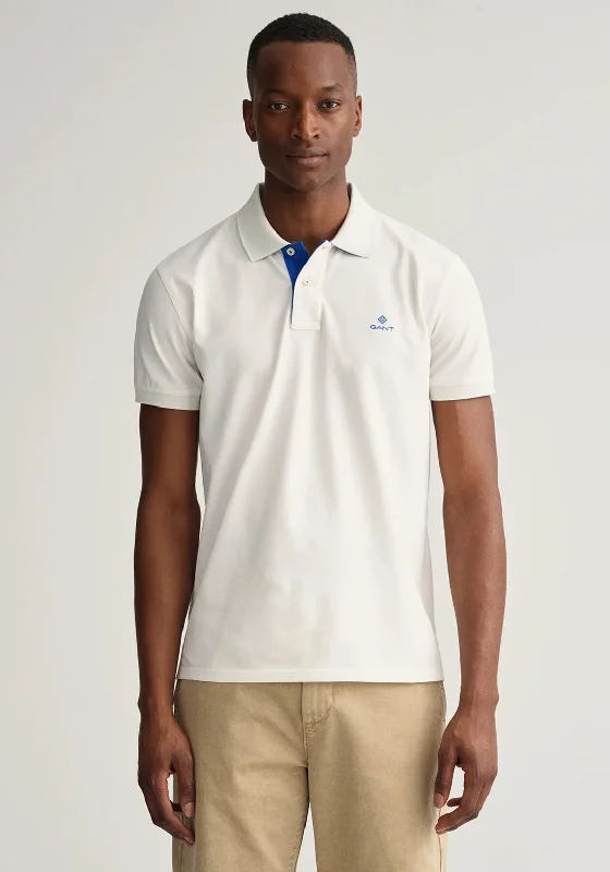 Gant Contrast Pique Collar Polo Shirt, Eggshell