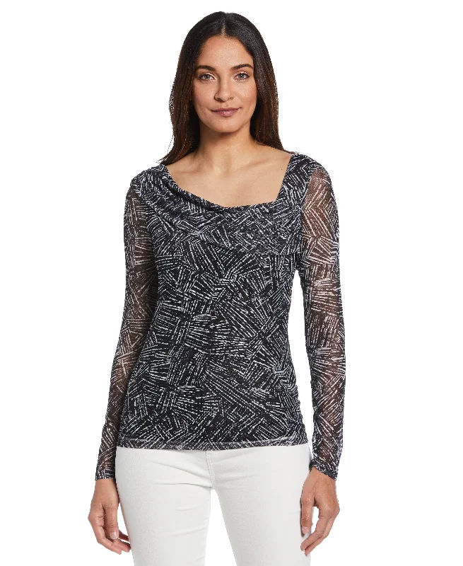 Weekend Bargains to Snag Petite Printed Asymmetrical Mesh Top