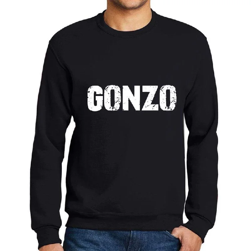 Men's Printed Graphic Sweatshirt Popular Words GONZO Deep Black