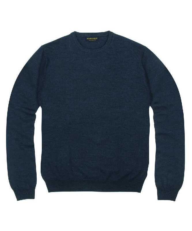 Unbeatable Prices 100% Pure Merino Wool Zegna Baruffa Crewneck Sweater - Navy