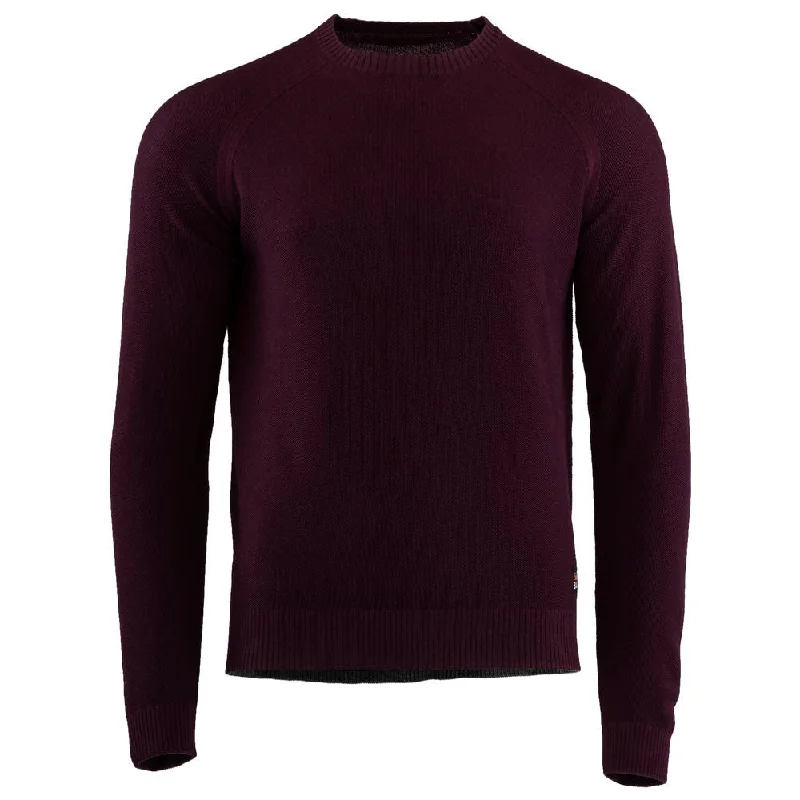 Final Clearance Mens Merino Moss Stitch Sweater (Wine/Smoke)