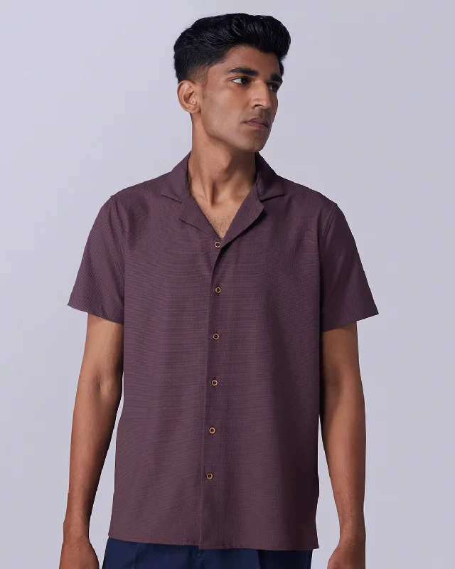 Brown Stretch Dobby Shirt