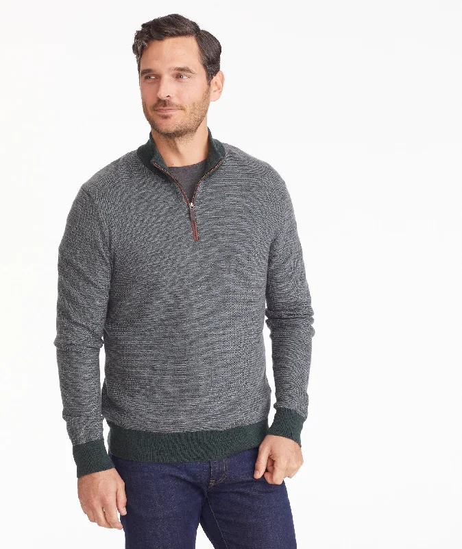 Birdseye Merino Wool Quarter-Zip Sweater