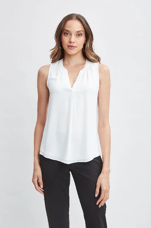 Weekend Offers You Can't Ignore T-Tahari Sleeveless Split Neck Shirt
