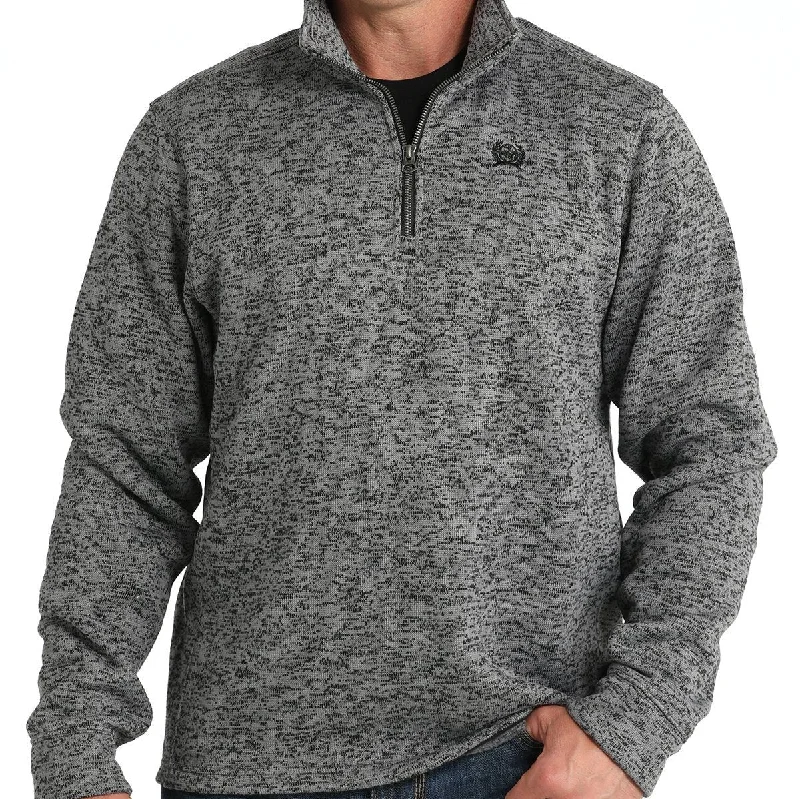 Weekend Specials to Grab Cinch Men's Logo Quarter Zip Pullover Sweater in Grey