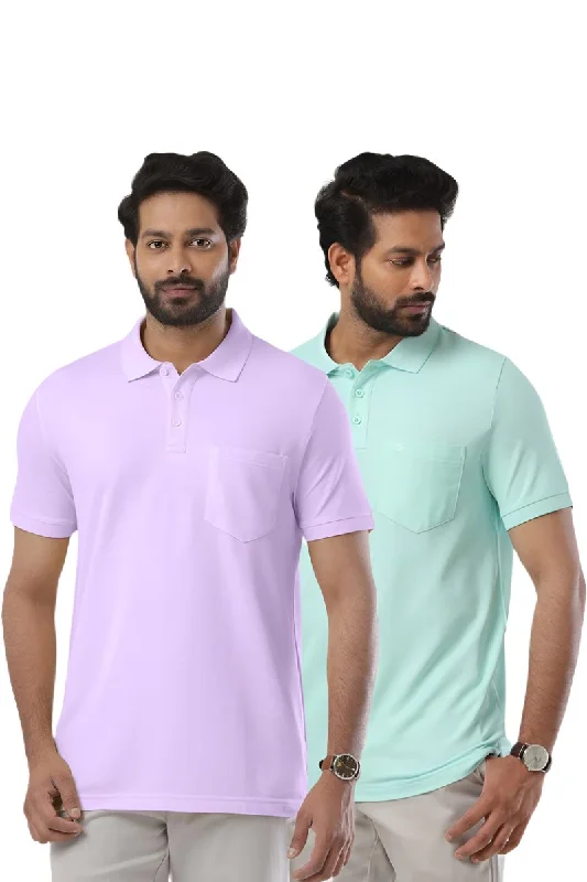 Golf Polo - Turquoise Green and Lavender T-Shirts Pack Of 2 Combo For Men | Ariser