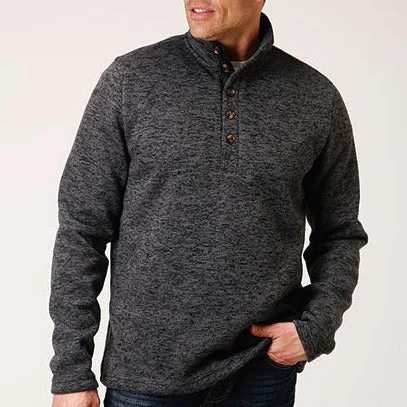 Weekend Savings Spectacle Stetson Men's Quarter Button Pullover Knit Sweater- Grey