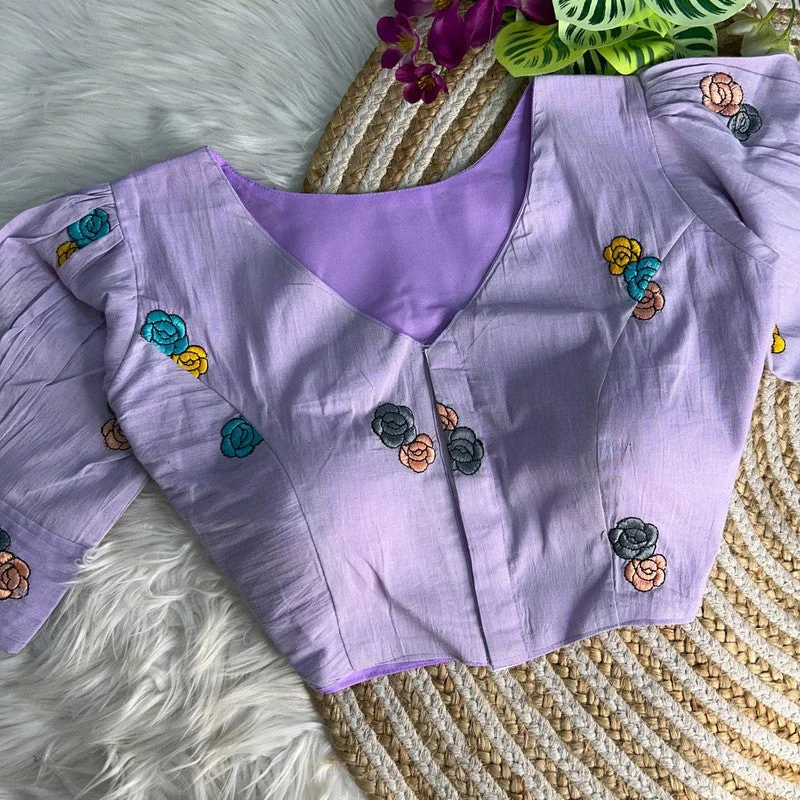 Act Fast Women's Lavender Colour Khadi Cotton Readymade Blouse