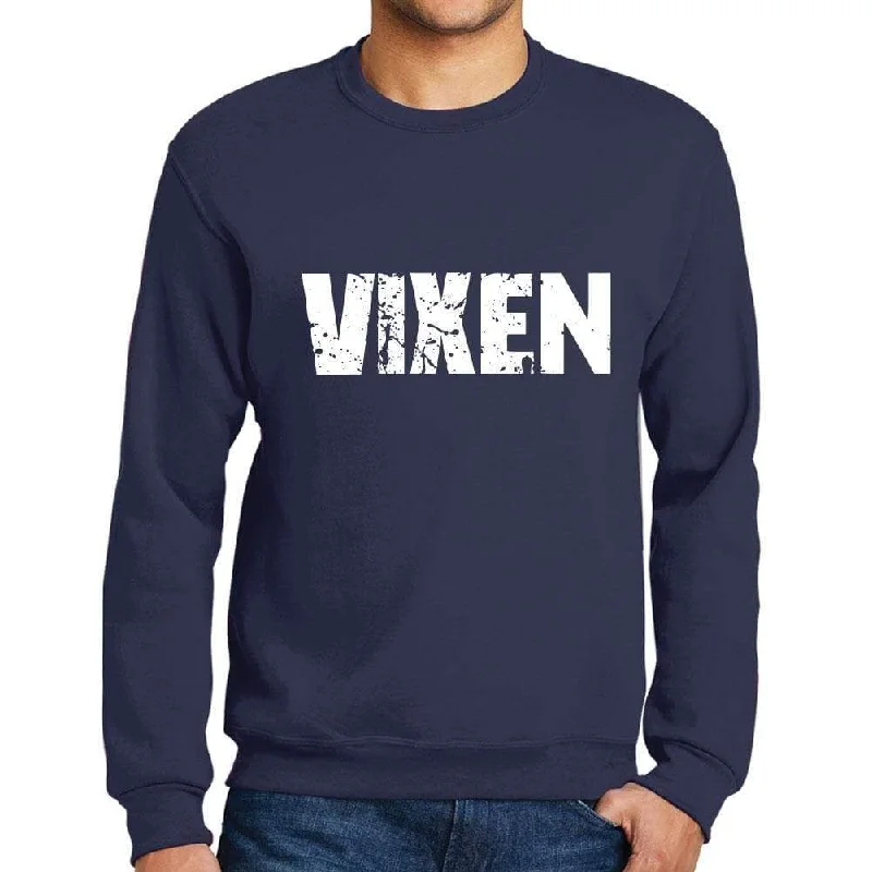 Men's Printed Graphic Sweatshirt Popular Words VIXEN French Navy