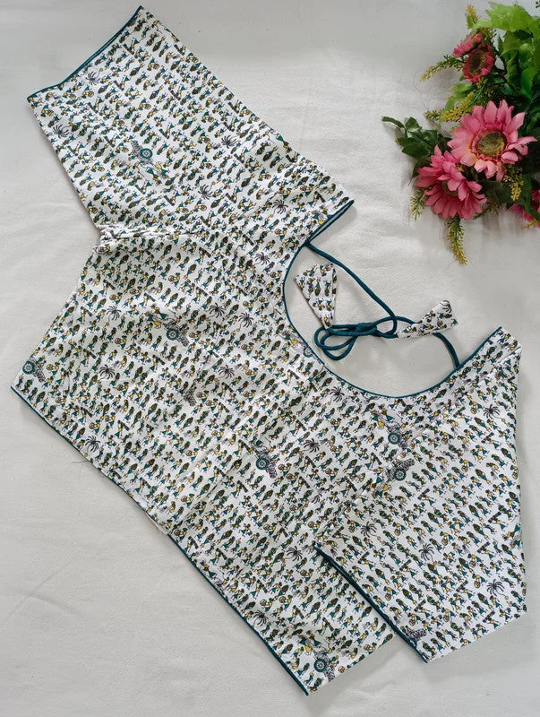 Weekend Specials to Enjoy Women's Teal Colour Cotton Readymade Blouse