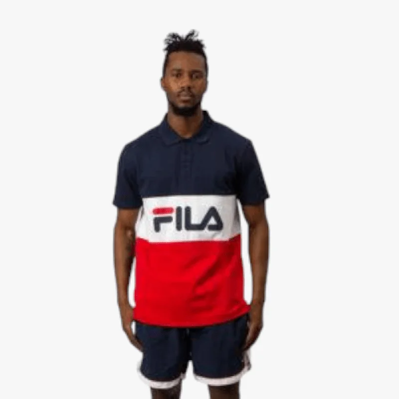 Time-Limited Offer Fila Mens Glen Short Sleeve Golfer Peacoat/White/Chinese Red